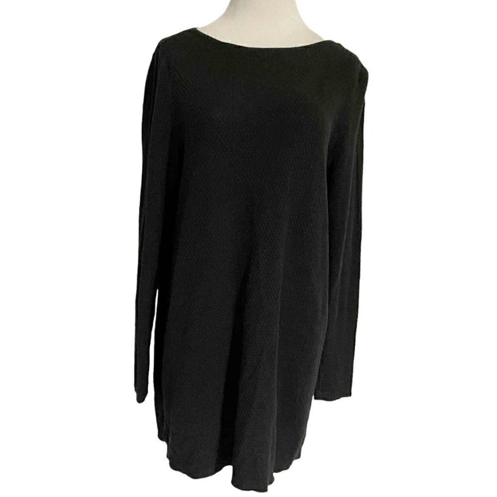 J. Jill Medium Black Top Tunic Crew Neck
